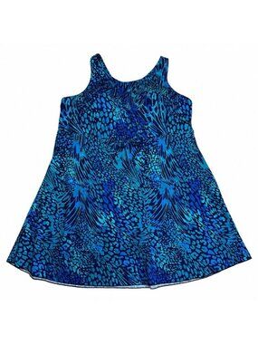 Jinxueer Swimwear Tankini Dress Swimsuit Blue Tropical Animal Print Sz 18W Plus